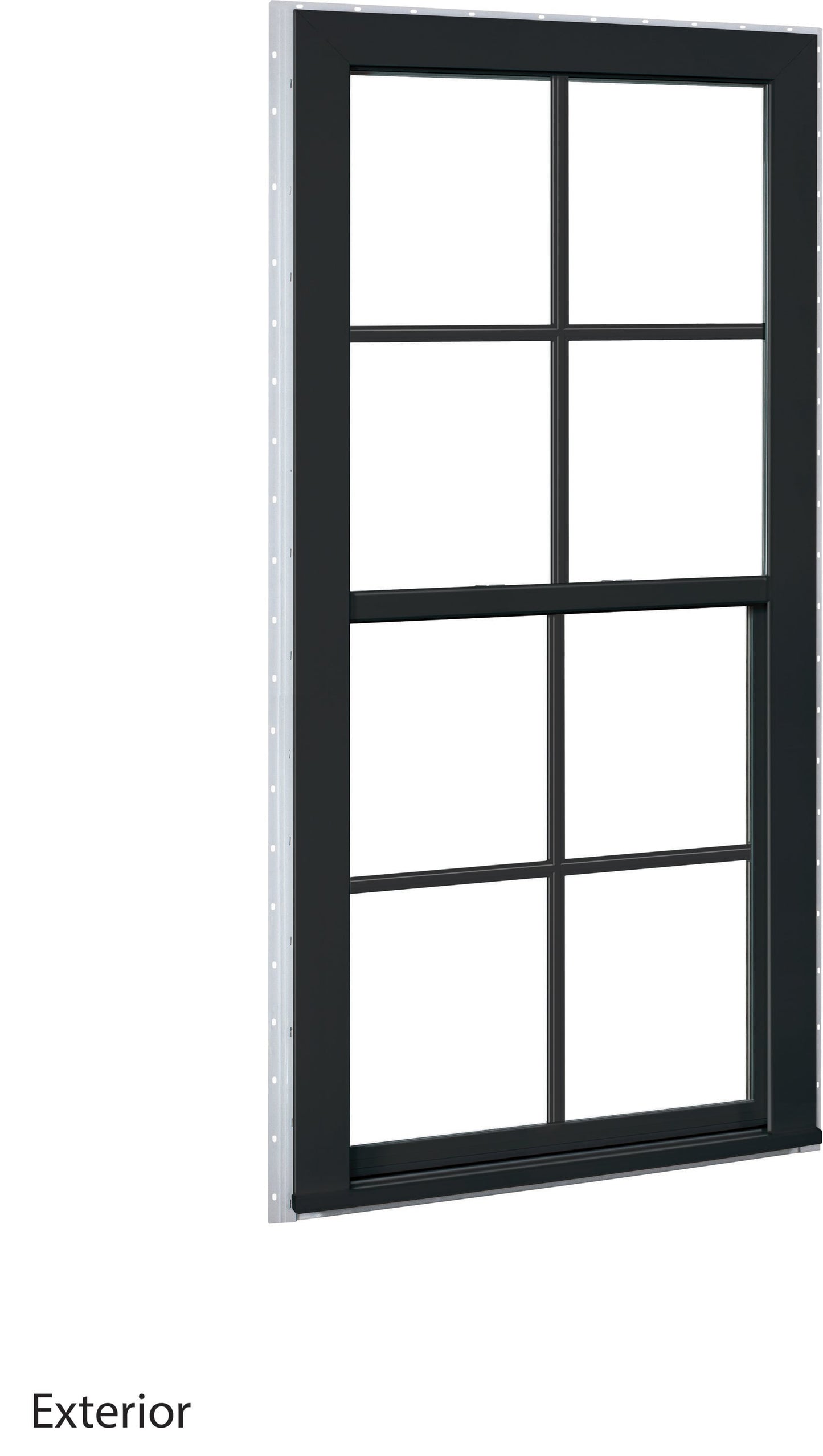 RELIABILT 150 Series 23-1/2-in x 35-1/2-in Black Exterior Vinyl New Construction Single Hung Window Low-E argon Double Pane Glass with Grids, (Half Screen Included)