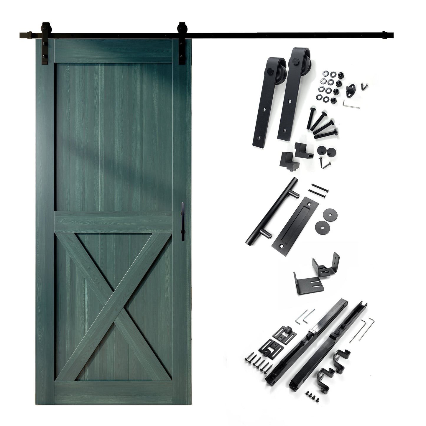 HOMACER 46-in x 84-in Royal Pine X-frame Pine Wood Solid core Single Barn Door (Hardware Included)