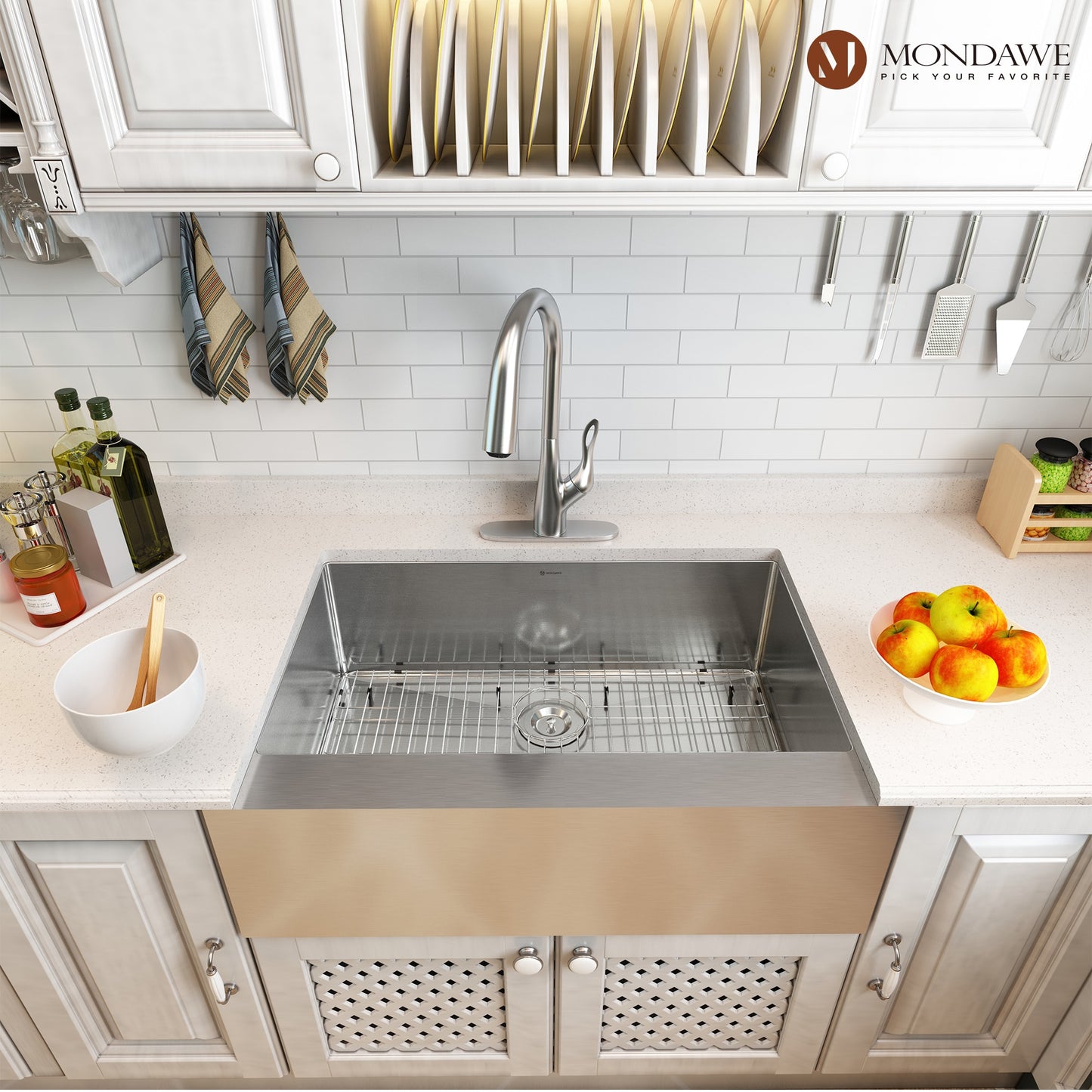 Mondawe Undermount 33-in x 22-in Stainless steel Single bowl 18 -Gauge Kitchen Sink