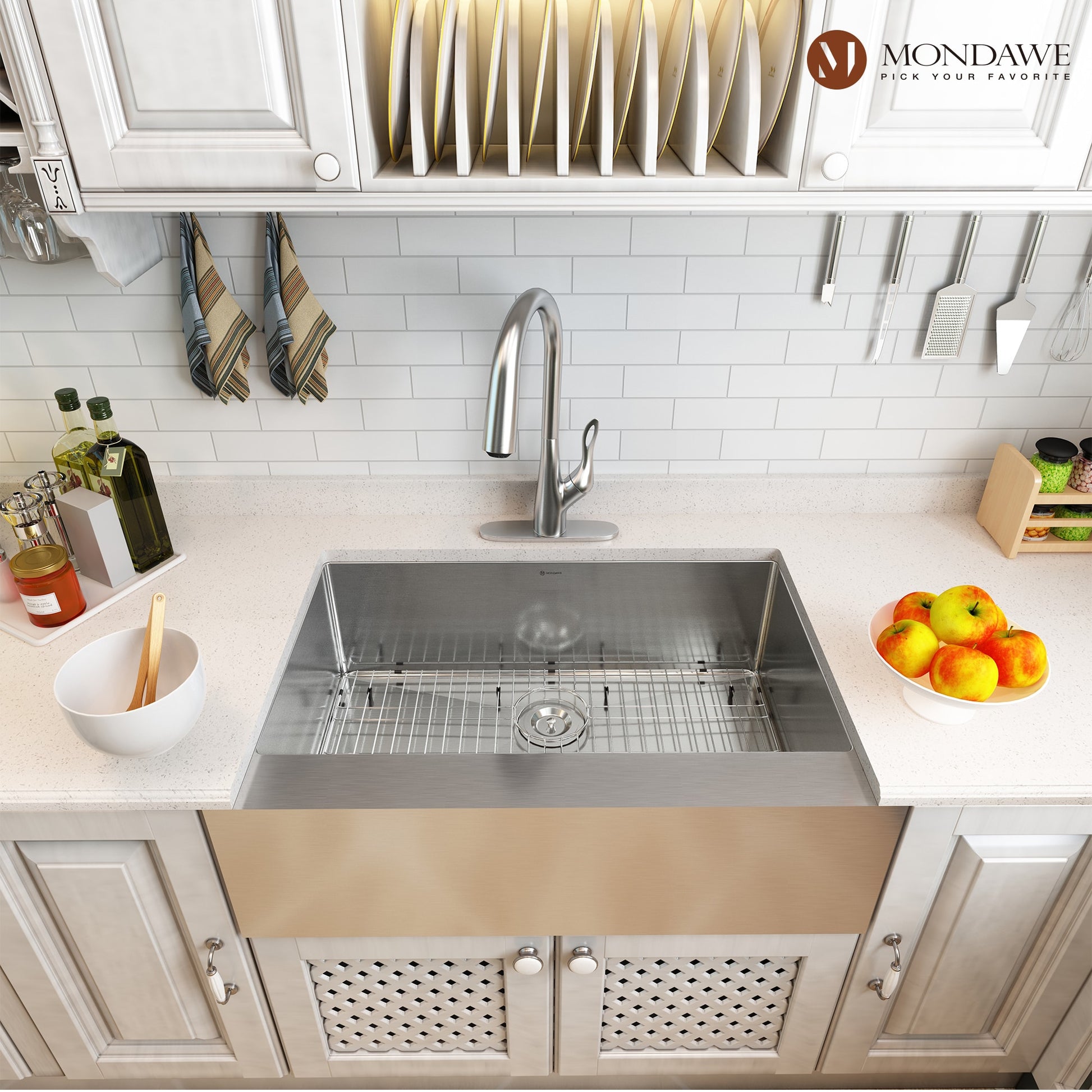 Mondawe Undermount 33-in x 22-in Stainless steel Single bowl 18 -Gauge Kitchen Sink