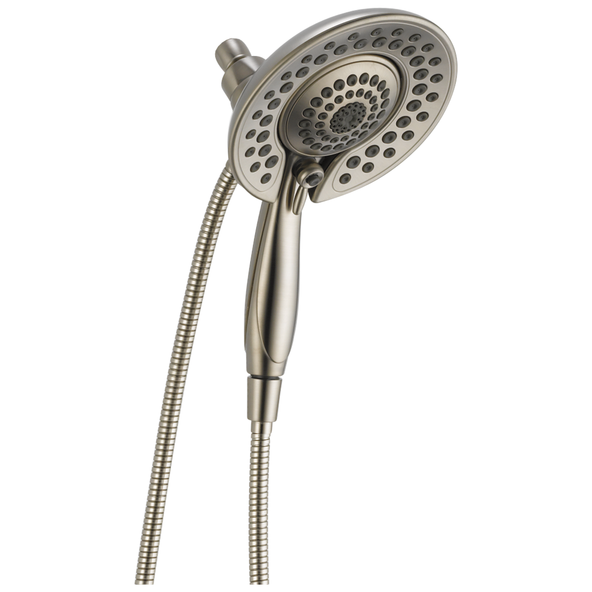 Delta Universal Showering Components 5.0 -Spray Lumicoat Stainless 6.8125-in Round High Pressure Shower Head with Handheld Combo 2.5 GPM