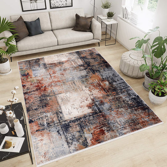 MDA Rugs Anna 8 x 10 (ft) Polypropylene Cream and Gray Rectangular Indoor Abstract Professionally Clean Only Pet Friendly Area rug