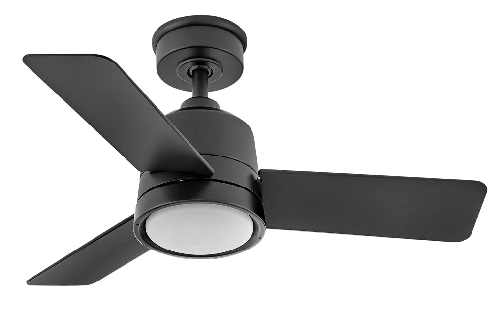 Hinkley Chet 36-in Matte Black with Matte Black Blades Integrated LED Uncovered Outdoor Smart Ceiling Fan With Light and Remote Included 3 -Blade