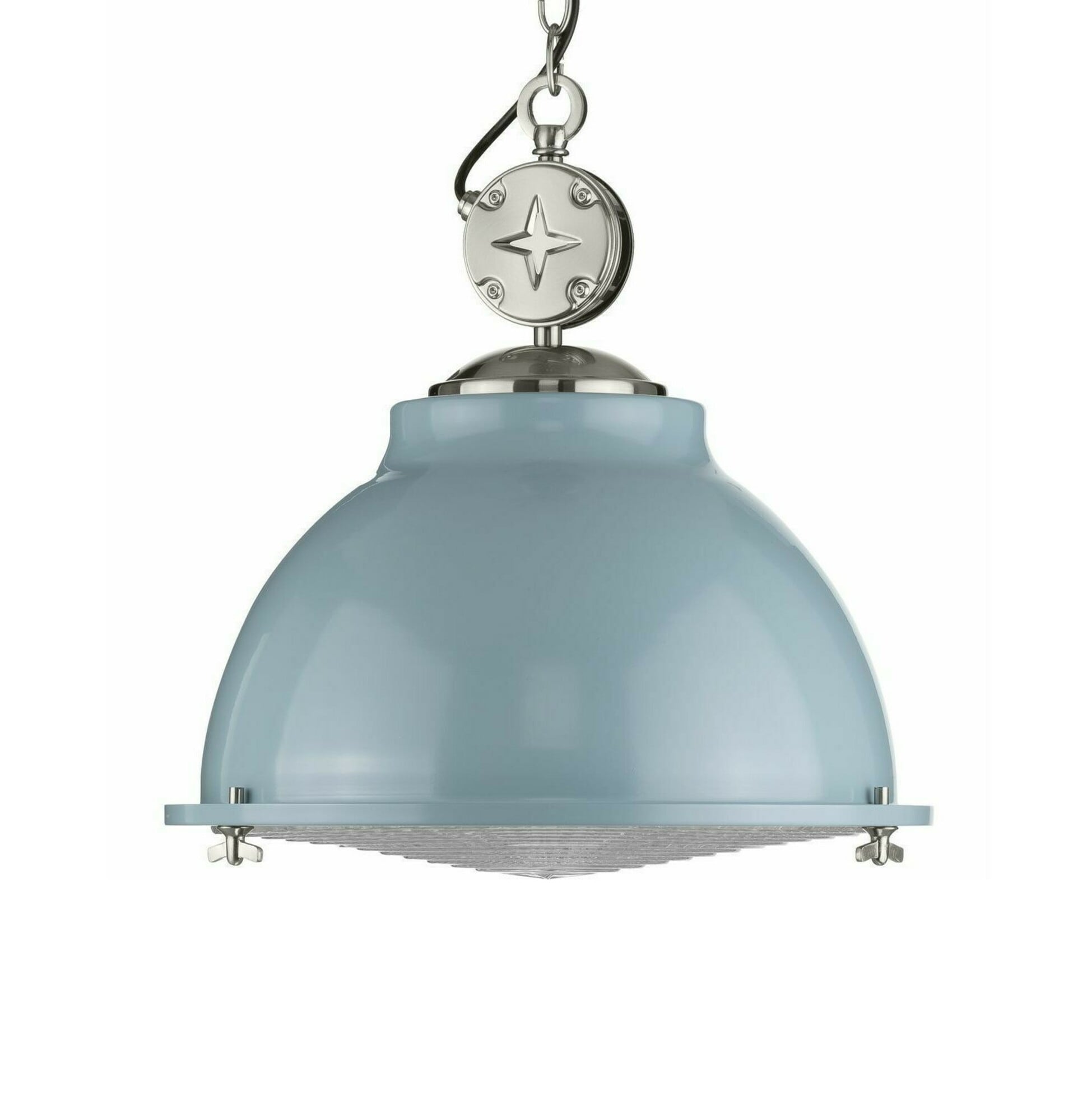 Progress Lighting Medal 1 -Light Coastal Blue Coastal Ribbed glass Metal Dome Medium Indoor Hanging Pendant Light