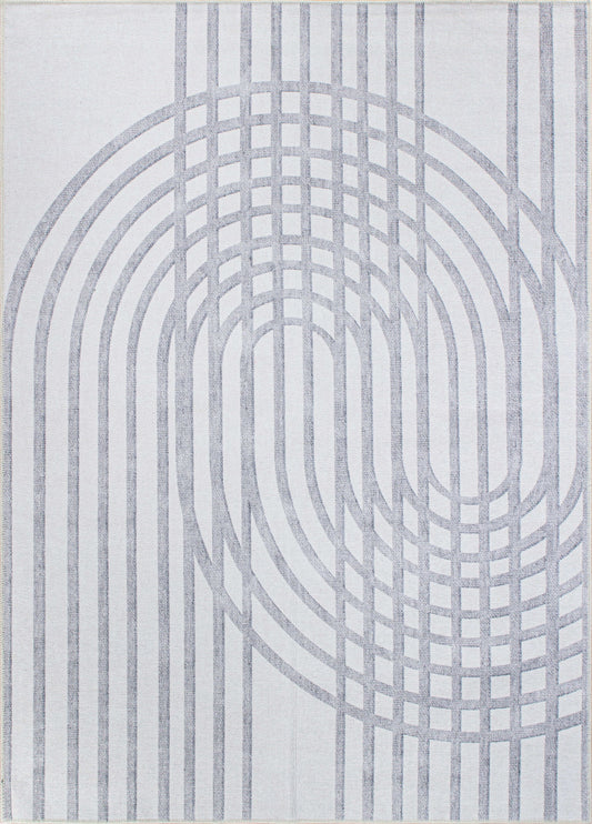 World Rug Gallery Somerville 9 x 12 (ft) Loomed Polyester Ivory Rectangular Indoor Geometric Vintage Machine washable Pet Friendly Area rug