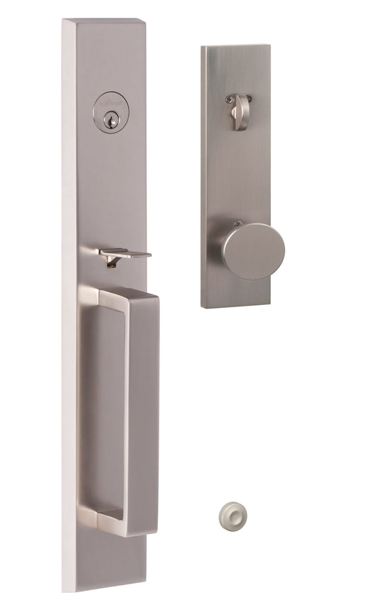 Sure-Loc Hardware SureLoc Vail Satin Nickel Exterior Single-Cylinder Deadbolt and Keyed entry door handle