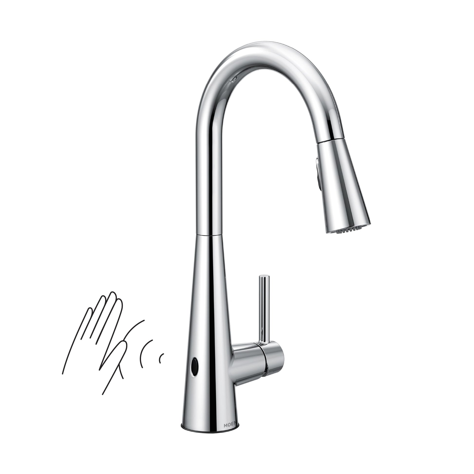 Moen Sleek Chrome Single Handle Deck-mount Touchless Pull-down Kitchen Faucet with Sprayer (Includes Deck Plate)