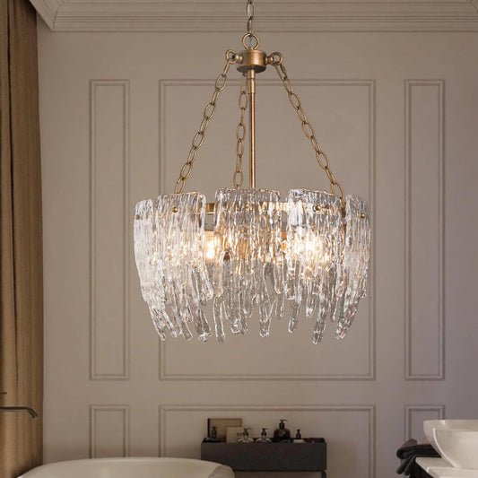 LNC Eternal 4 -Light Antique Gold Indoor Textured glass Glass Glass Chandelier