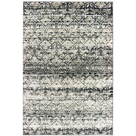 Archer Lane Idyllic 8 x 11 (ft) Loomed Polypropylene Gray Rectangular Indoor Abstract Bohemian/Eclectic Spot Clean Only Pet Friendly Area rug