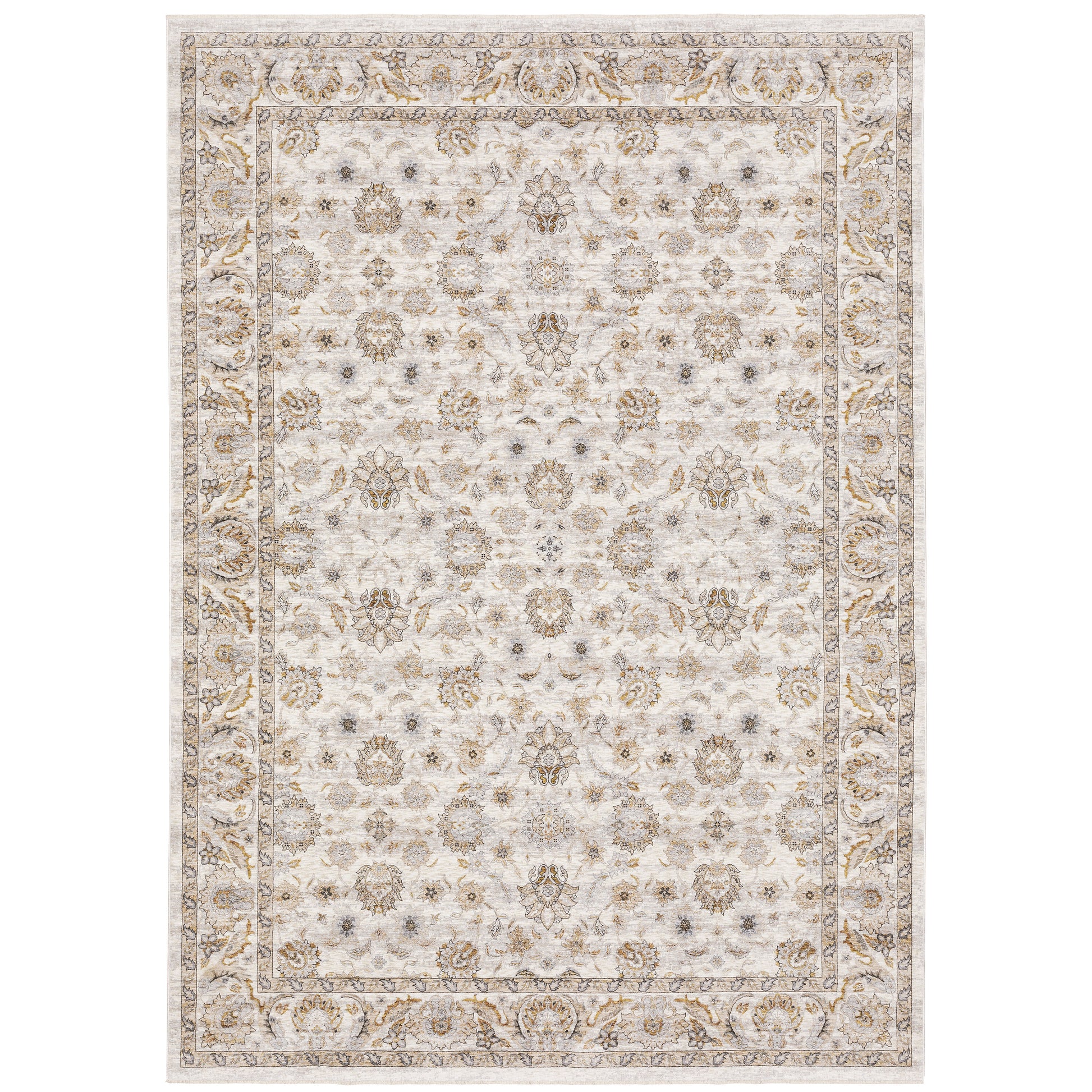 Archer Lane Cadagan 6 x 9 (ft) Loomed Polyester Ivory Rectangular Indoor Floral/Botanical Persian Spot Clean Only Pet Friendly Area rug
