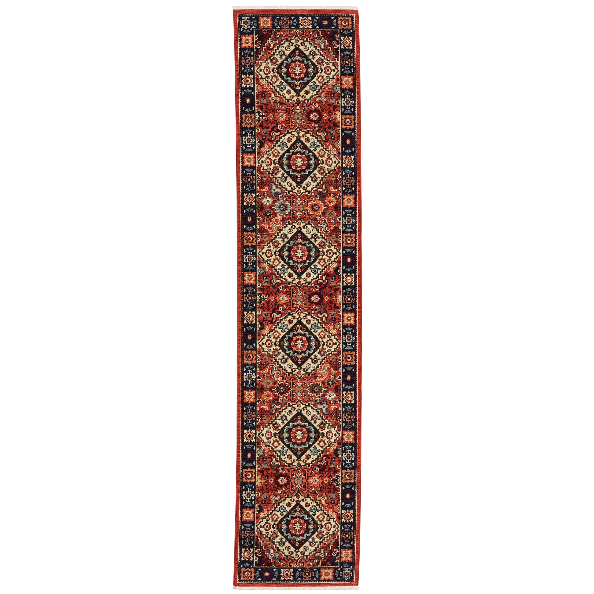 Archer Lane Oarsman 2 x 12 (ft) Loomed Wool Red Rectangular Indoor Medallion Bohemian/Eclectic Spot Clean Only Pet Friendly Runner rug
