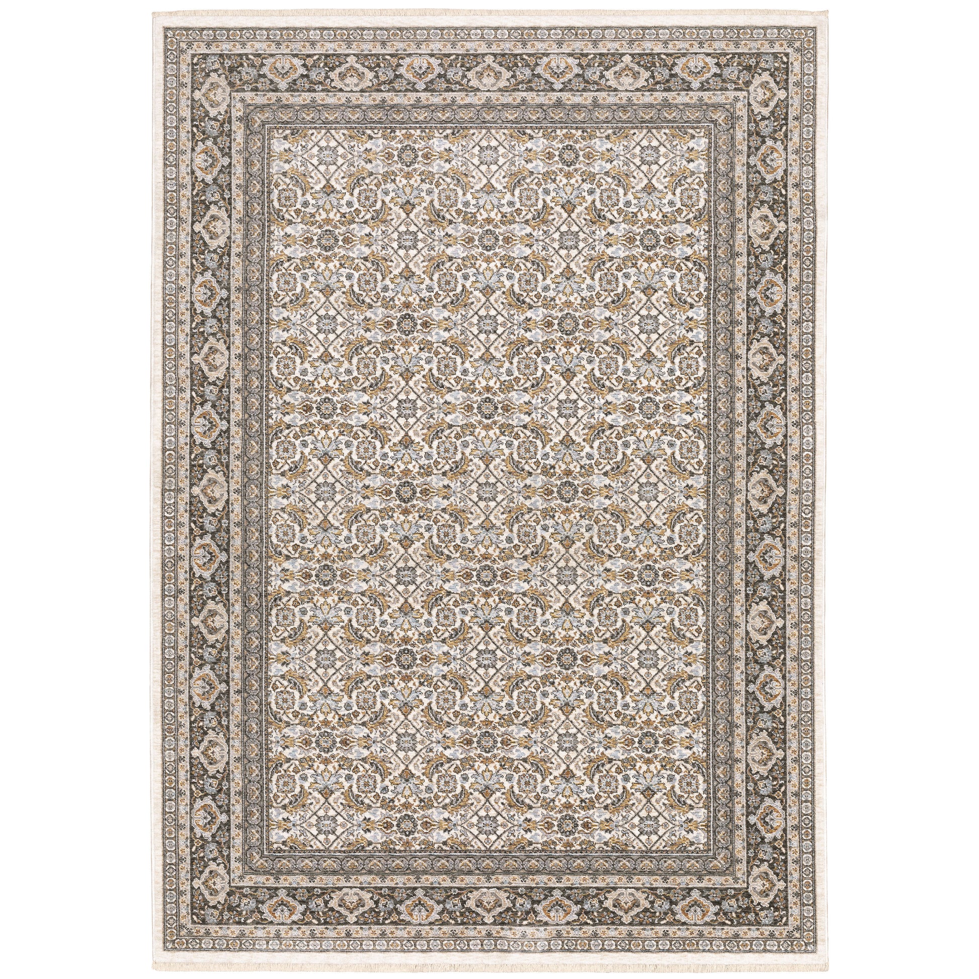 Archer Lane Integrity 6 x 9 (ft) Loomed Polyester Ivory Rectangular Indoor Floral/Botanical Persian Spot Clean Only Pet Friendly Area rug