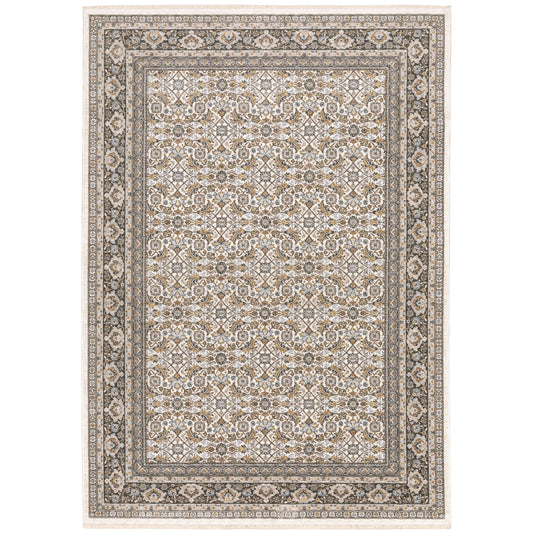 Archer Lane Integrity 6 x 9 (ft) Loomed Polyester Ivory Rectangular Indoor Floral/Botanical Persian Spot Clean Only Pet Friendly Area rug