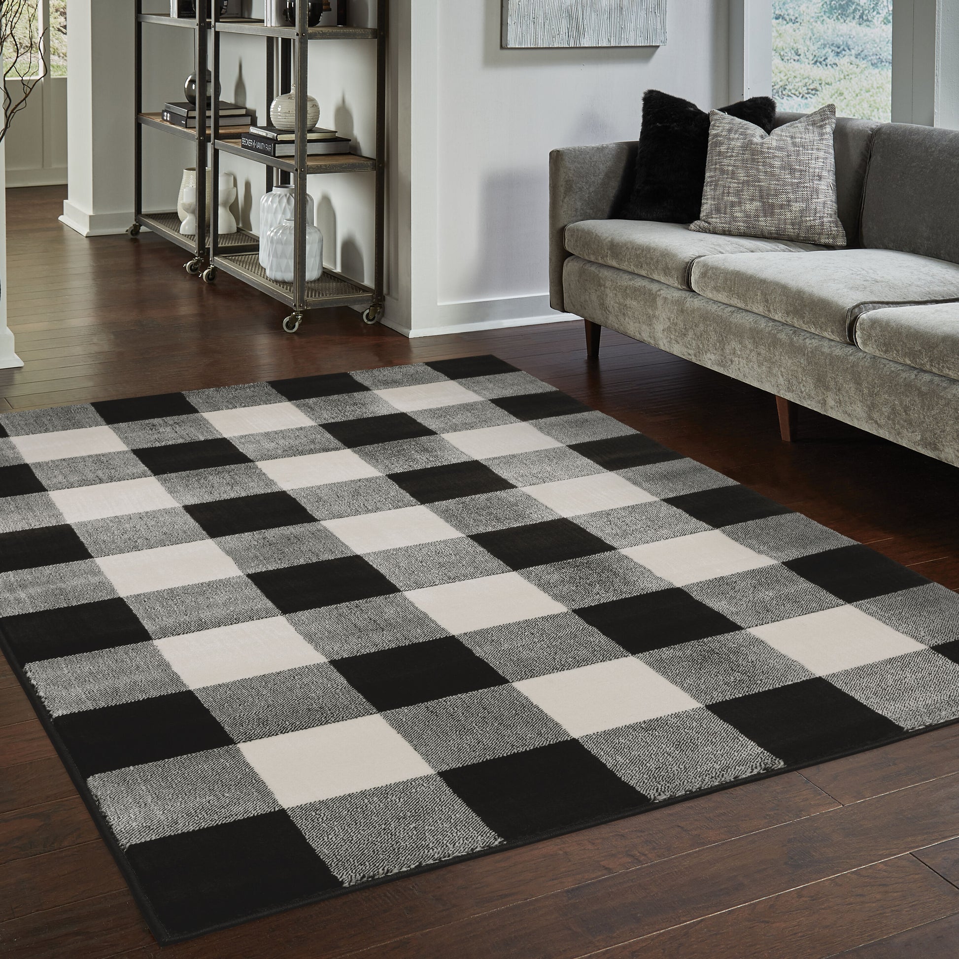 Archer Lane Clifton 10 x 13 (ft) Loomed Polypropylene Black Rectangular Indoor Geometric Farmhouse/Cottage Spot Clean Only Pet Friendly Area rug