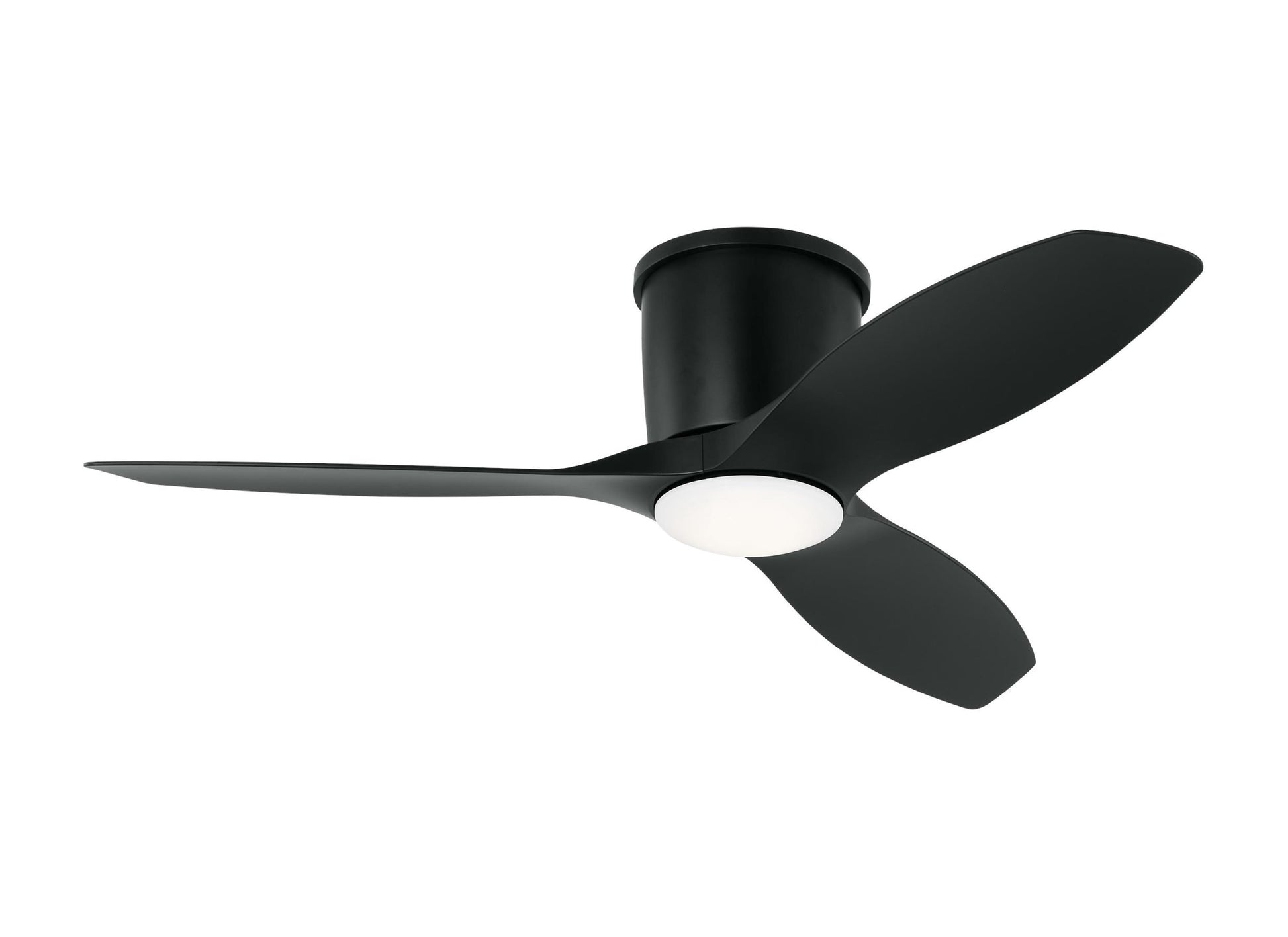 Generation Lighting Titus 44-in Midnight Black with Midnight Black Blades Integrated LED Covered Outdoor Flush Mount Ceiling Fan With Light and Remote Included 3 -Blade