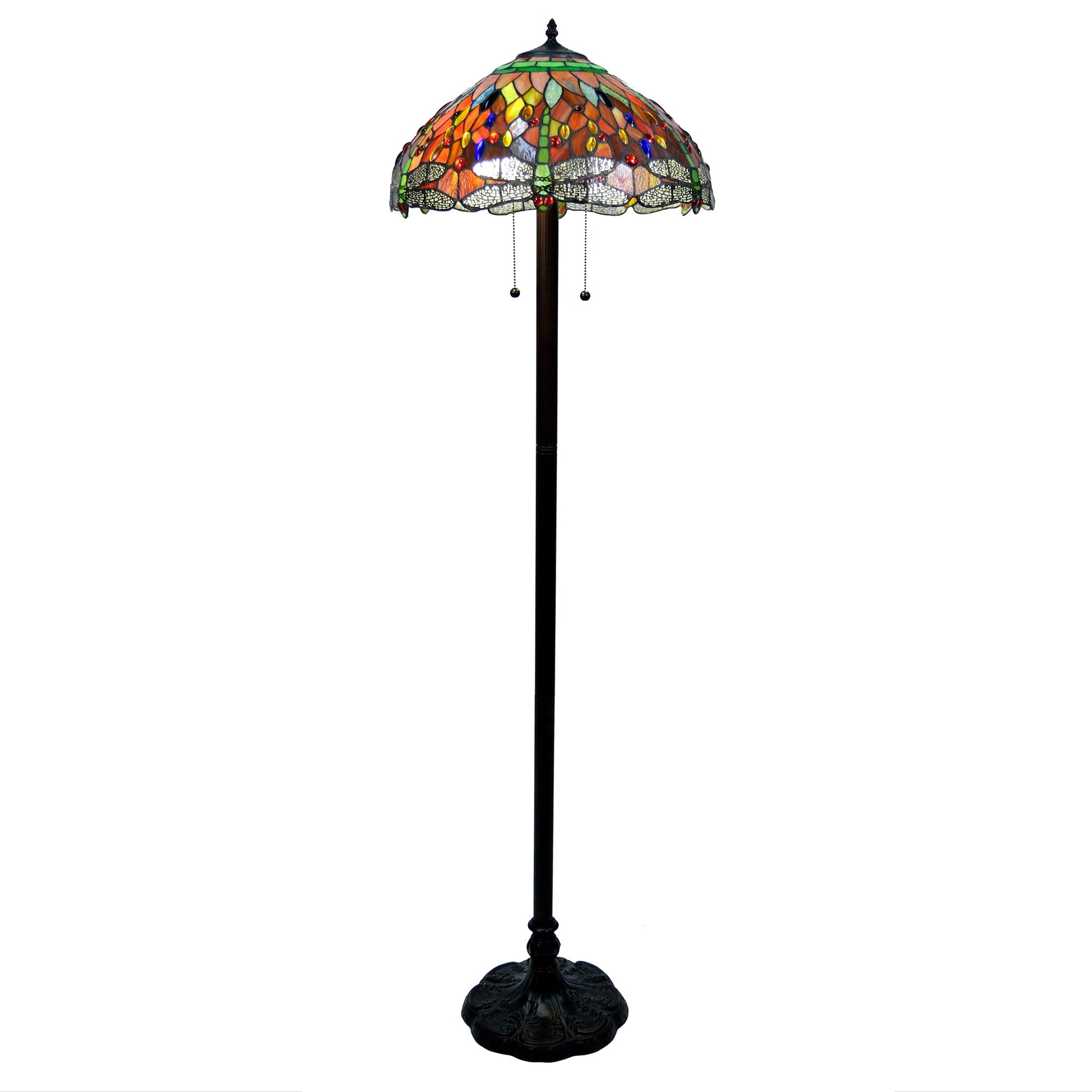 Warehouse of Tiffany 58-in Copper Shaded floor lamp Floor Lamp with Tiffany-style Shade