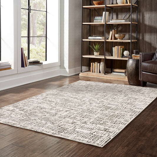 Archer Lane Dorset 5 x 8 (ft) Loomed Polyester Ivory Rectangular Indoor Geometric Industrial Spot Clean Only Pet Friendly Area rug