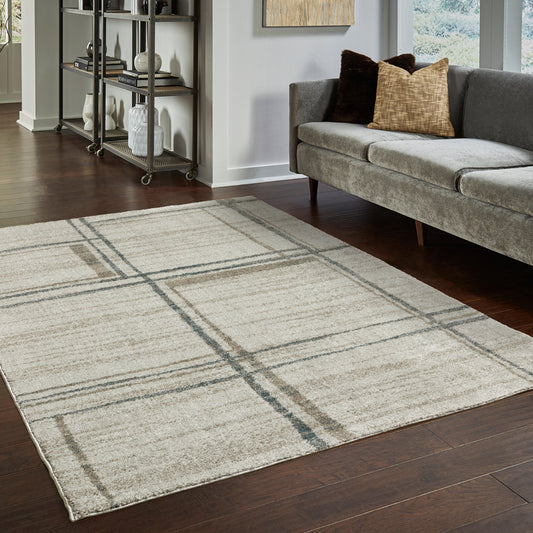 Archer Lane Joaquin 8 x 11 (ft) Loomed Polyester Beige Rectangular Indoor Geometric Rustic Spot Clean Only Pet Friendly Area rug