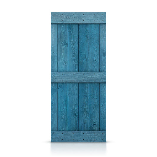 CALHOME 24-in x 84-in Ocean blue Pine Wood Solid core Single Barn Door (Hardware Not Included)