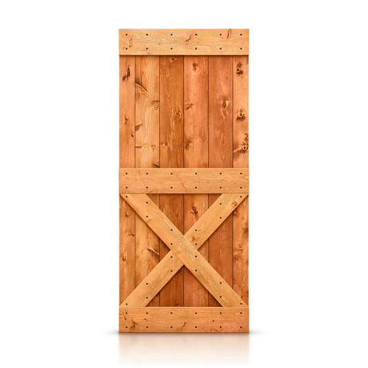 CALHOME 42-in x 84-in Red walnut Pine Wood Solid core Single Barn Door (Hardware Not Included)