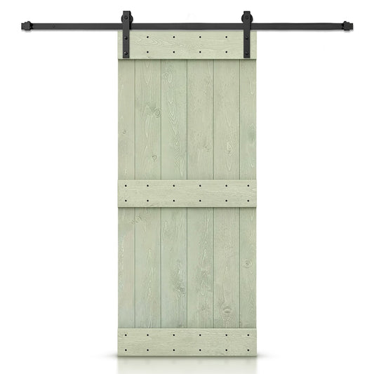 CALHOME 24-in x 84-in Sage green Pine Wood Solid core Single Barn Door (Hardware Included)