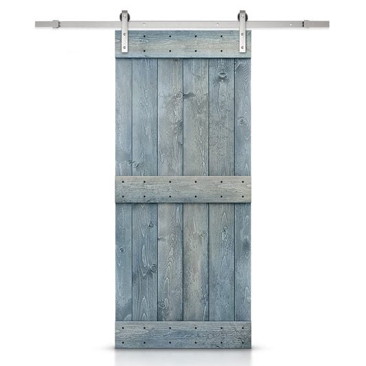 CALHOME 24-in x 84-in Denim blue Pine Wood Solid core Single Barn Door (Hardware Included)