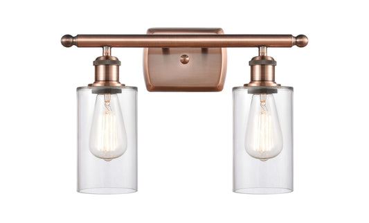 Innovations Lighting Clymer 16-in 2 Light Antique Copper Vintage Bathroom Vanity light