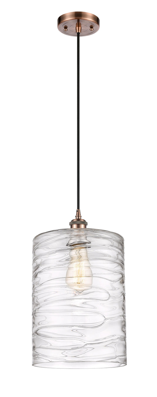 Innovations Lighting Cobbleskill 1 -Light Antique Copper Industrial Textured glass Glass Drum Medium Indoor Hanging Pendant Light