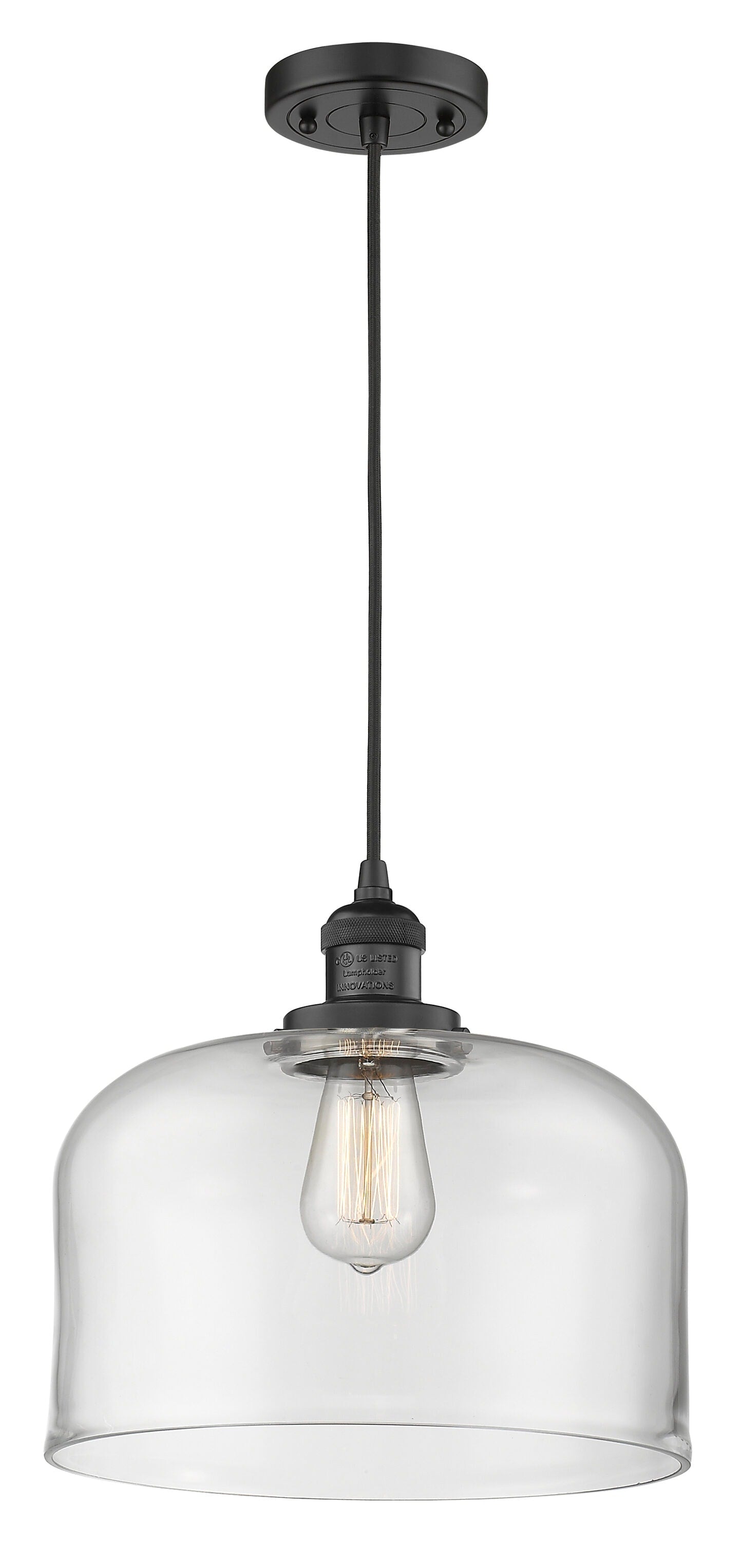 Innovations Lighting Bell 1 -Light Matte Black Modern/contemporary Clear glass Glass Bell Mini Indoor Hanging Pendant Light