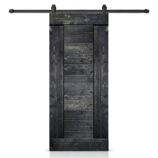CALHOME 36-in x 84-in Metallic Gray Pine Wood Solid core Single Barn Door (Hardware Included)