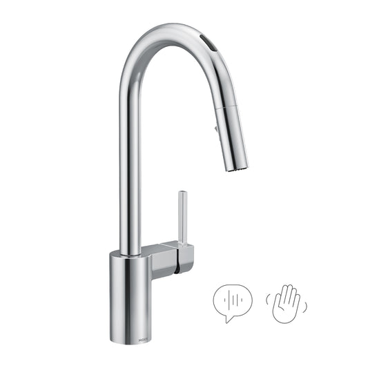 Moen Align Chrome Single Handle Deck-mount Voice Activated Pull-down Kitchen Faucet with Sprayer