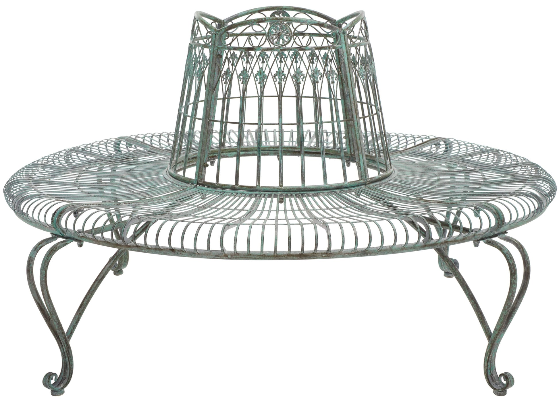 Safavieh Ally 60.3-in W x 33.75-in H Antique Green Iron Garden Bench