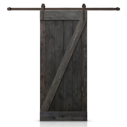 CALHOME 20-in x 84-in Charcoal Black Knotty pine Wood Solid core Single Barn Door (Hardware Included)