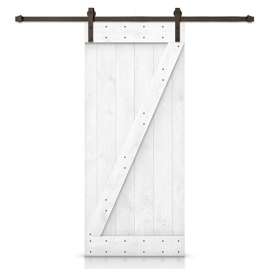 CALHOME 42-in x 84-in White Z-frame Pine Wood Solid core Single Barn Door (Hardware Included)
