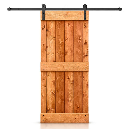 CALHOME 32-in x 84-in Red Walnut Knotty pine Wood Solid core Single Barn Door (Hardware Included)