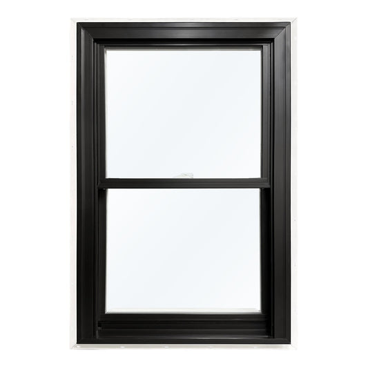 United Window & Door PRO Series 35-1/2-in x 37-1/2-in Black Exterior White Interior Vinyl New construction Double Hung Window Low-E argon Double Pane Glass (Full Screen Included)