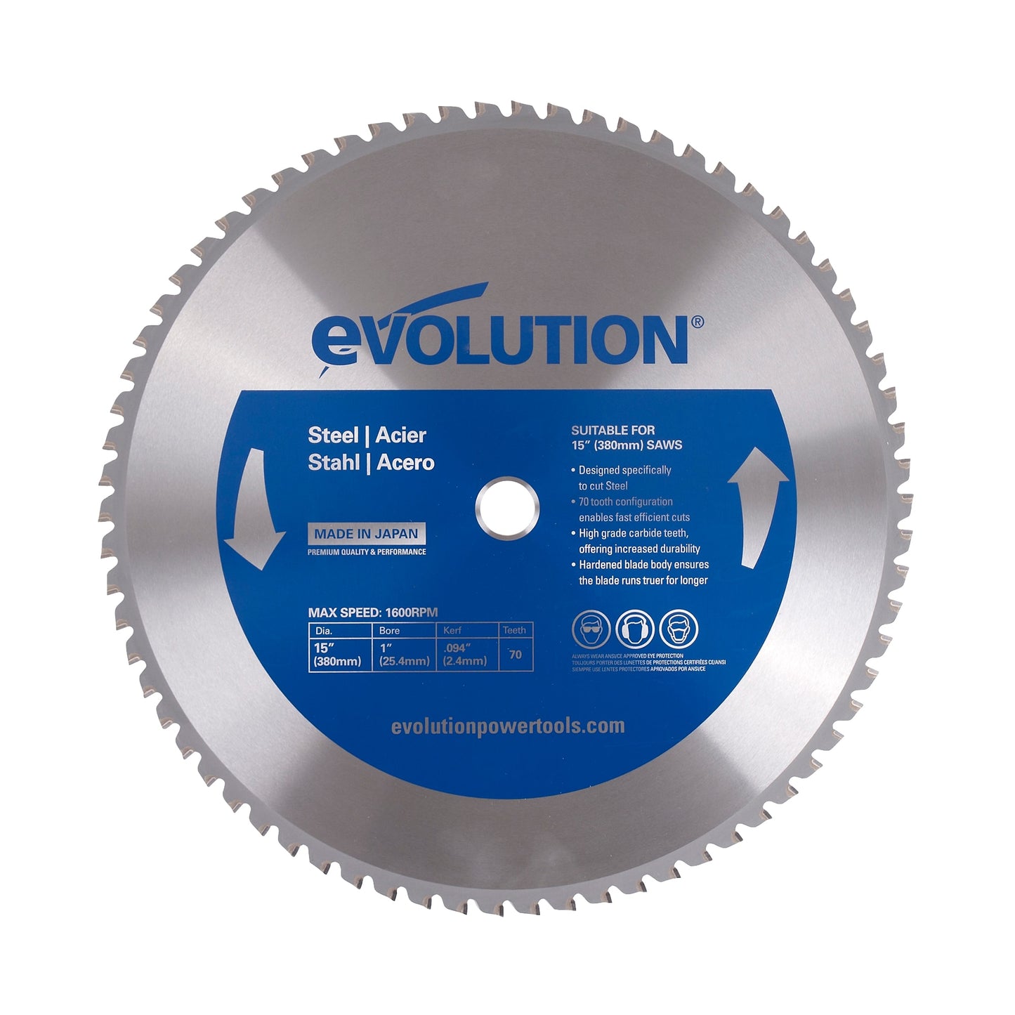 Evolution 15-in 70-Tooth Tungsten Carbide-tipped Steel Chop Saw Blade 15BLADEST