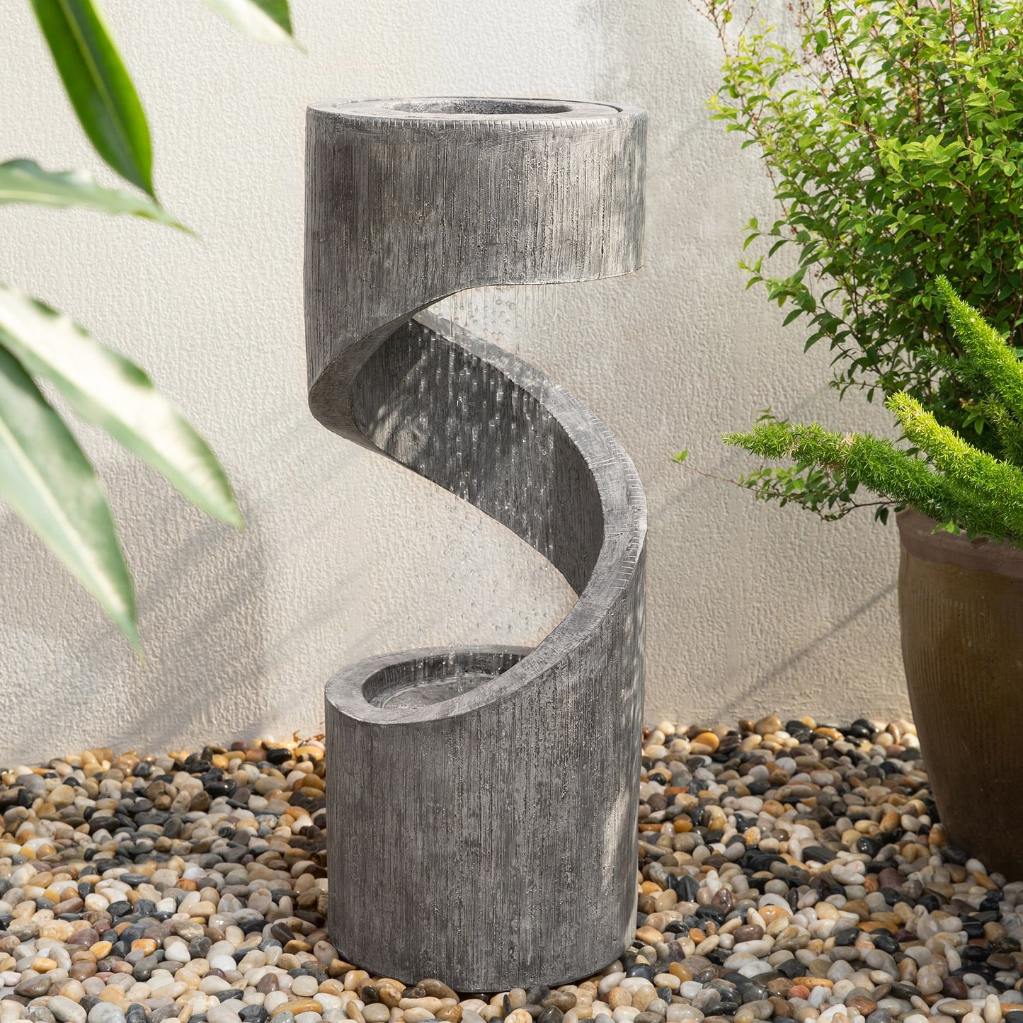 Glitzhome 31.25-in H Resin Outdoor Fountain Statue Pump Included