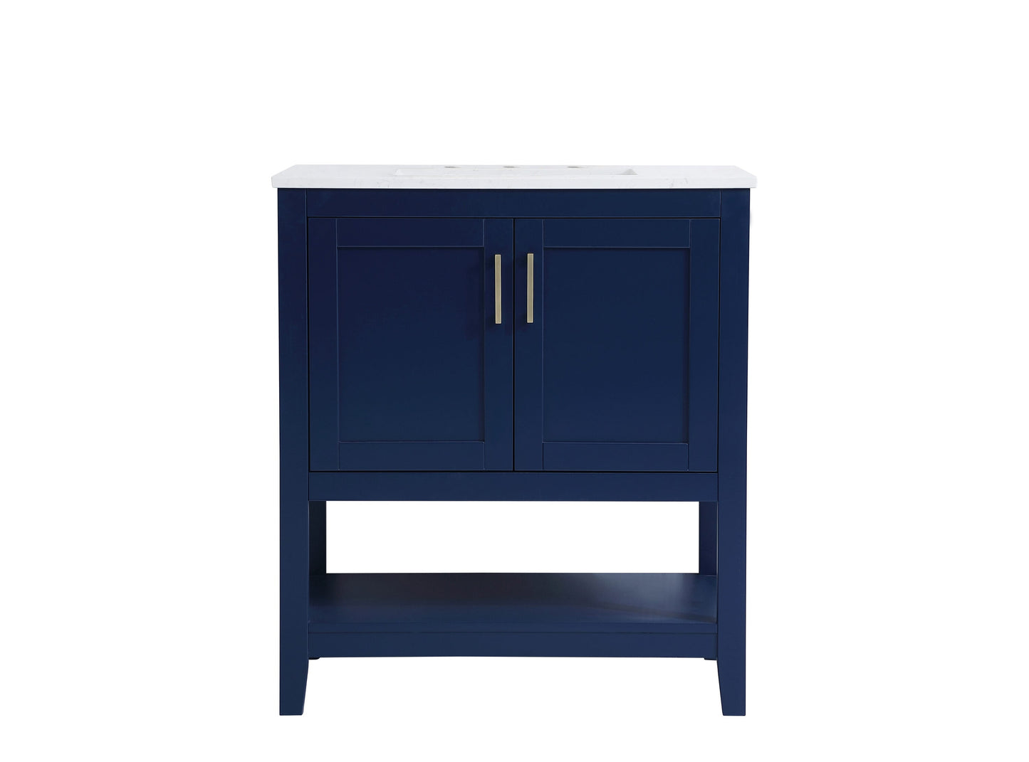 Elegant Decor Home Furnishing 30-in Blue Undermount Single Sink Bathroom Vanity with Calacatta White Engineered Marble Top