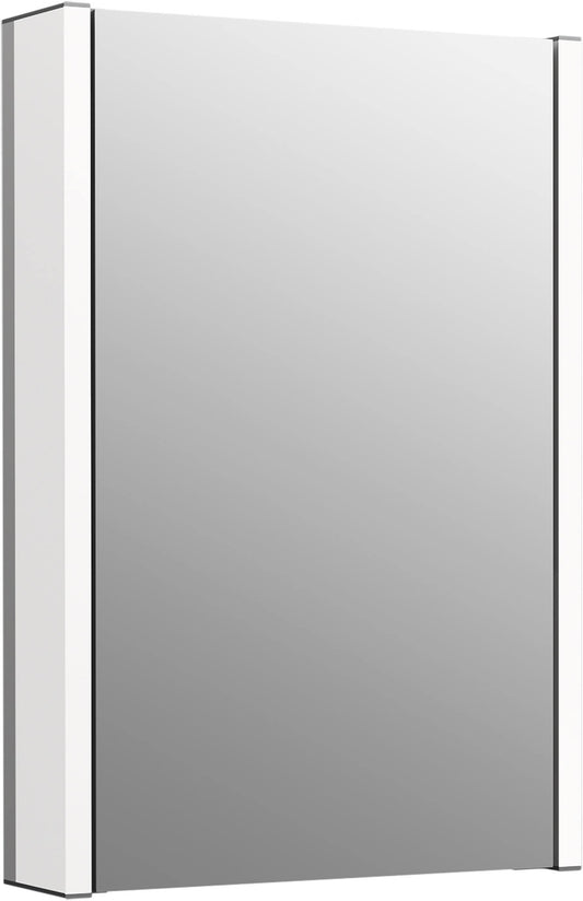 KOHLER Maxstow 17-in x 24-in Lighted LED Surface Mount Dark Anodized Aluminum Mirrored Rectangle Medicine Cabinet with Outlet