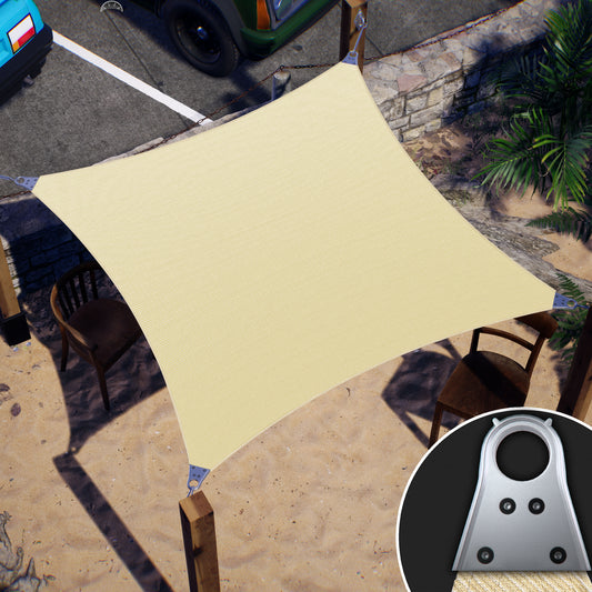 ColourTree Super Ring Rectangle 20-ft x 22-ft Beige Shade sail