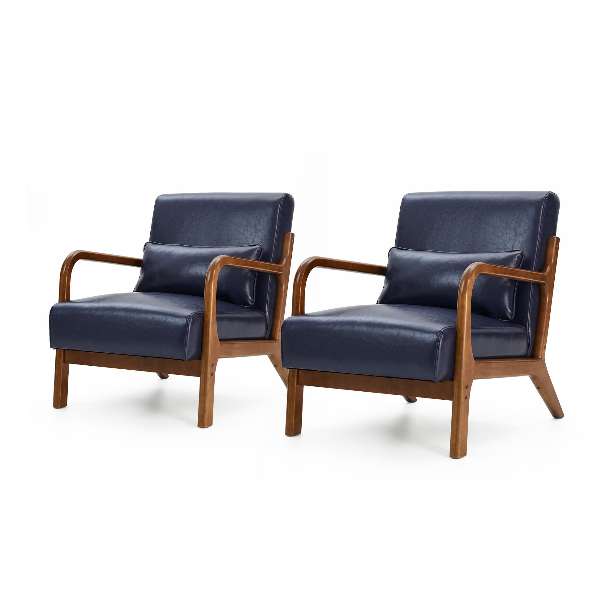 Glitzhome 2 -Pack 33.75-in W Casual Blue Faux leather Accent Armchair