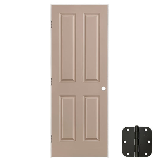 Masonite 24-in x 80-in Sandpiper Solid core 4-panel Right hand Smooth Prefinished Molded composite Flat Jamb Single Prehung Interior Door with