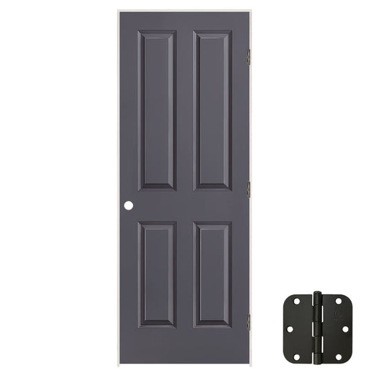 Masonite 24-in x 80-in Slate Solid core 4-panel Left hand Smooth Prefinished Molded composite Flat Jamb Single Prehung Interior Door with