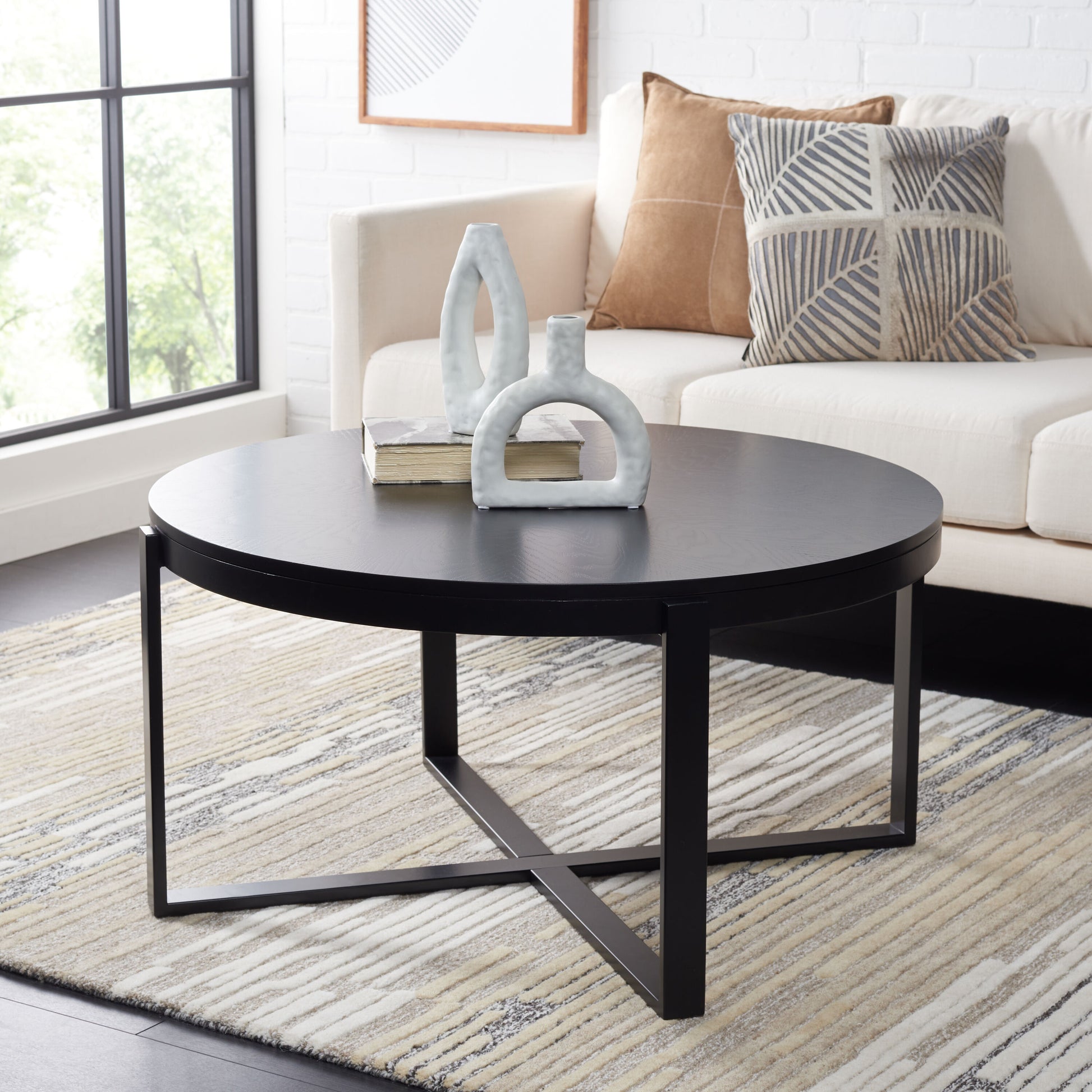 Safavieh Modern Round MDF Veneer 36.25-in W x 18-in H Coffee Table
