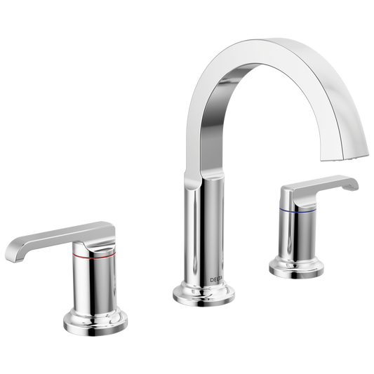 Delta Tetra Lumicoat Chrome Widespread 2-handle WaterSense High-arc Residential Handle Bathroom Sink Faucet with Drain