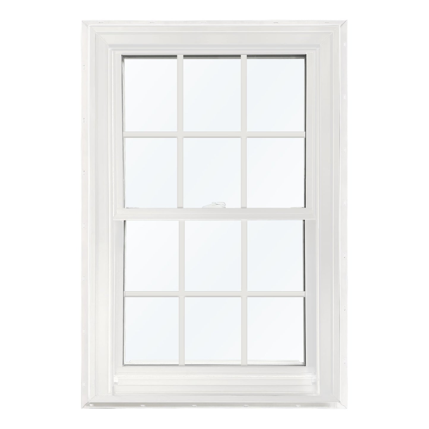 United Window & Door PRO Series 35-1/2-in x 45-1/2-in White Exterior White Interior Vinyl New construction Double Hung Window Low-E argon Double Pane Glass with Grids (Full Screen Included)