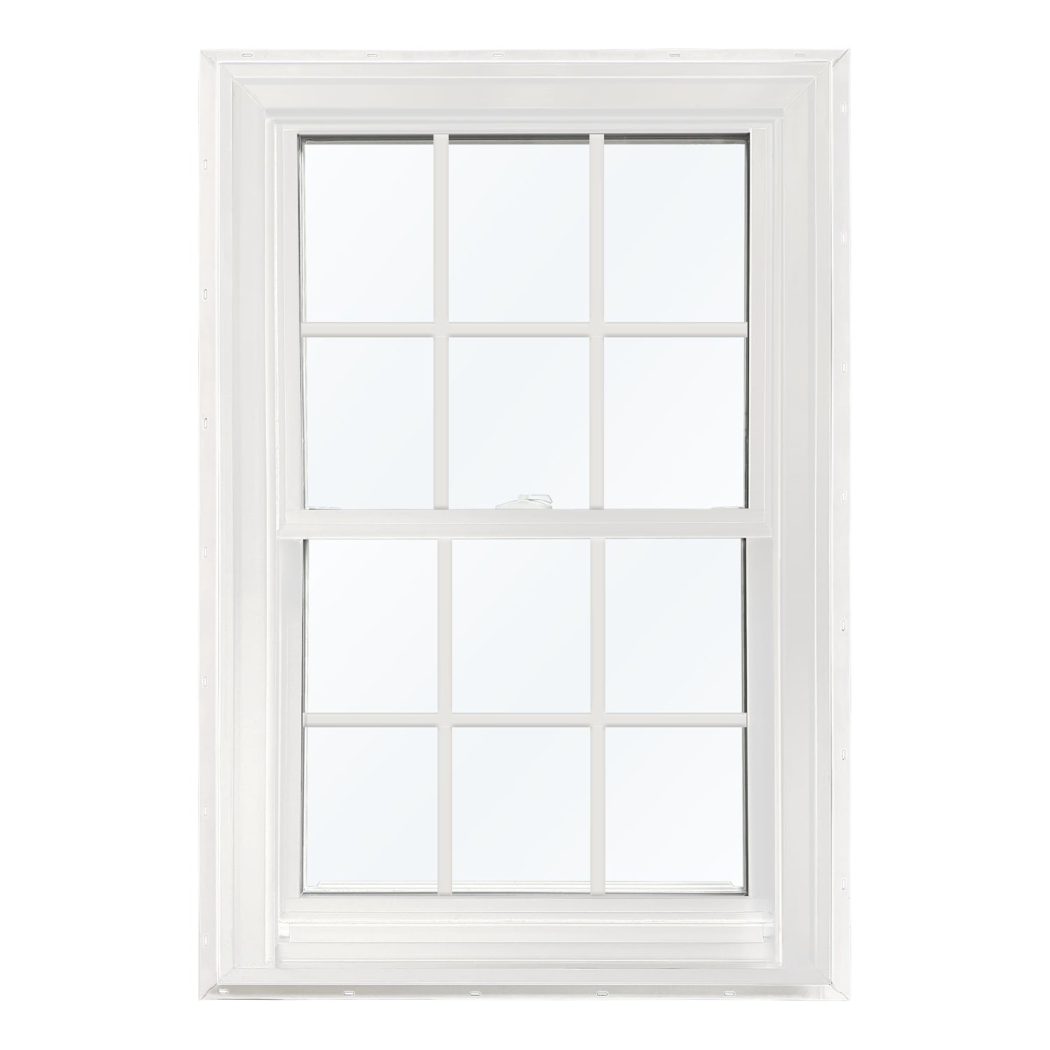 United Window & Door PRO Series 35-1/2-in x 45-1/2-in White Exterior White Interior Vinyl New construction Double Hung Window Low-E argon Double Pane Glass with Grids (Full Screen Included)