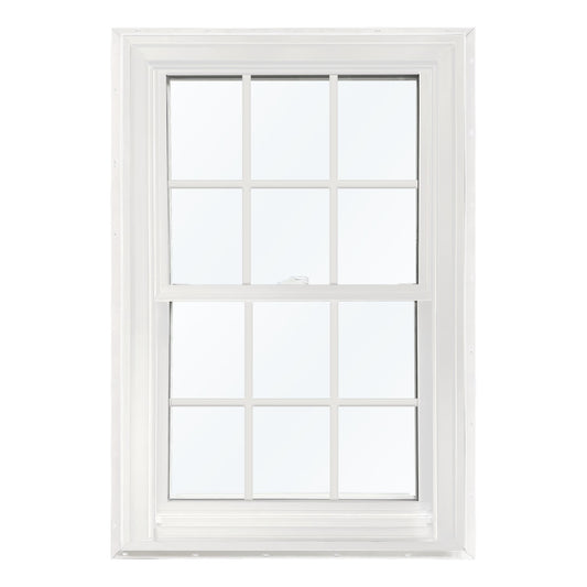 United Window & Door PRO Series 35-1/2-in x 45-1/2-in White Exterior White Interior Vinyl New construction Double Hung Window Low-E argon Double Pane Glass with Grids (Full Screen Included)