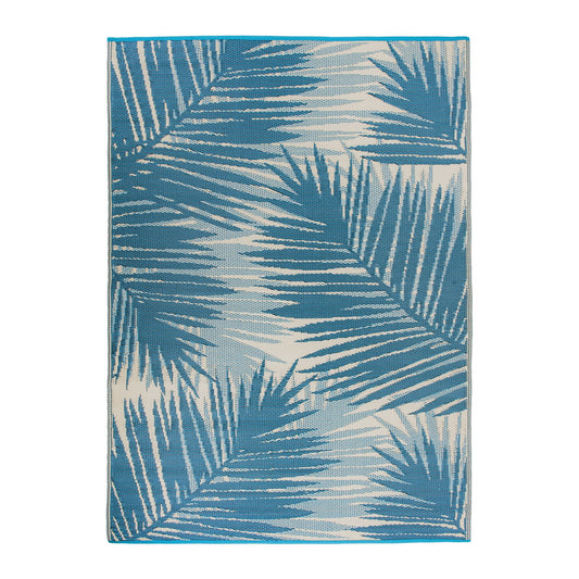 World Rug Gallery Seville 8 x 10 (ft) Loomed Polypropylene Blue Rectangular Indoor/Outdoor Floral/Botanical Mid-Century Modern Spot Clean Only Pet Friendly Area rug